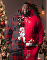 Men's Big and Tall Merry Christmas Santa Colorblock Plaid Hoodie Set